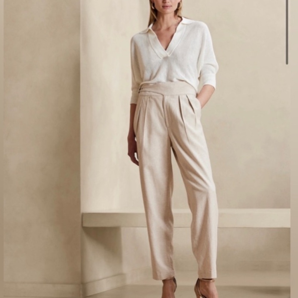 HERRINGBONE LINEN-BLEND SEAFARER pant in flax